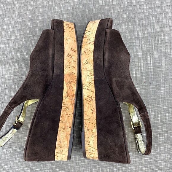 Gastone Lucioli Brown Suede Platform Wedge Sandals EUS 37 US 6,5-7 - Picture 6 of 16